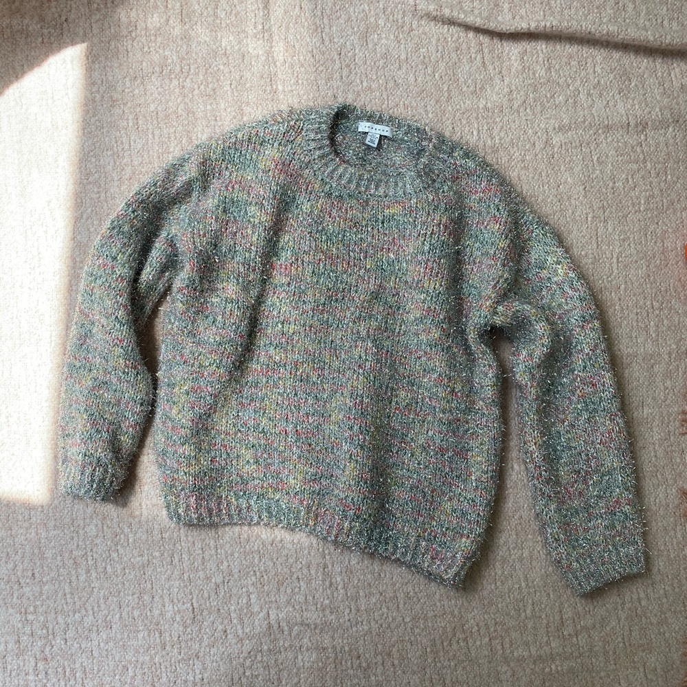 Topshop NWOT multicolor sparkly fuzz jumper